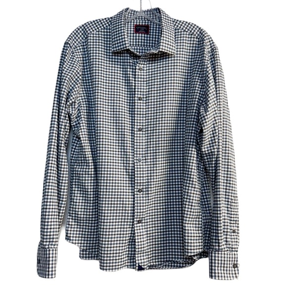Untuckit Blue and Black Checkered flannel shirt long sleeve large - Picture 2 of 8
